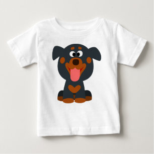 Joli T-shirt bébé en caricature Rottweiler bébé