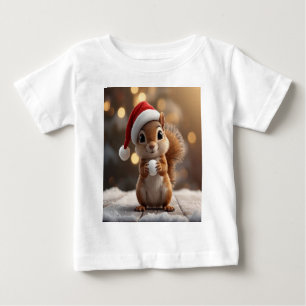 Joli T-Shirt Bébé en Jersey pour Noël avec un Écur