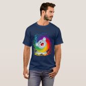 Joli T-shirt caricature arc-en-ciel blanc Lion (Devant entier)