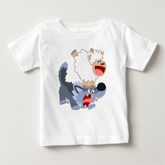 Joli T-shirt caricature mouton et Wolf Baby (Devant)