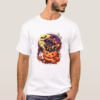 Joli T-Shirt Citrouille d'Halloween Effrayant