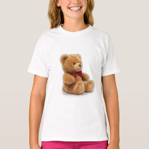 Joli T-Shirt Classique pour Filles avec Ours en Pe