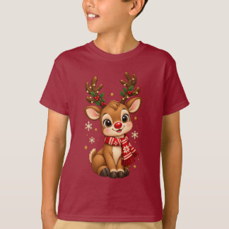 Joli T-Shirt de Noël pour Enfants avec Renne