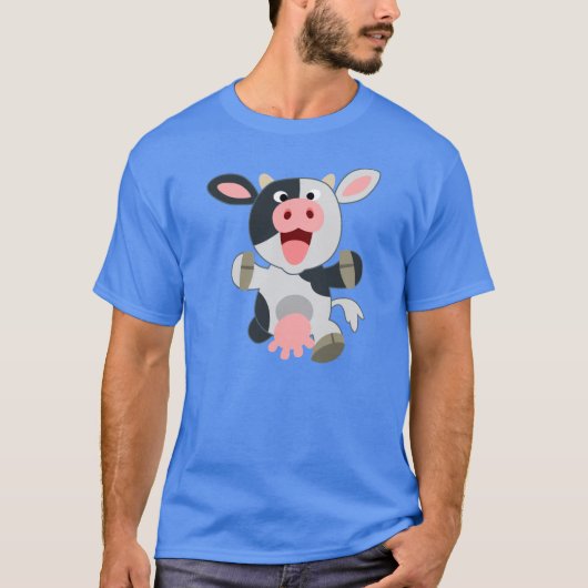 Joli T-shirt de vache caricature joyeux (Devant)