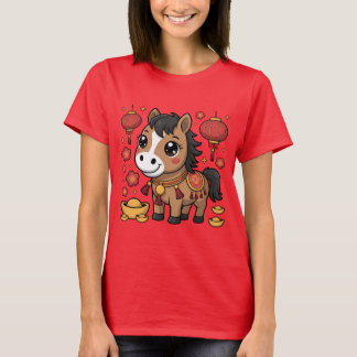 Joli T-shirt du cheval du Nouvel An chinois | Nouv