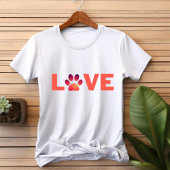 Joli T-shirt Empreinte de patte Dog Love