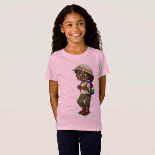 Joli T-shirt en jersey pour fille rose aventurière