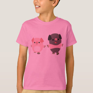 Joli T-shirt Enfants avec des cochons en caricatur