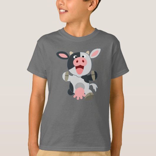 Joli T-shirt Enfants Vache Cartoon joyeux (Devant)
