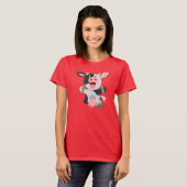 Joli T-shirt Femme de vache Cartoon joyeux (Devant entier)