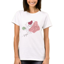 Joli T-shirt minimaliste ligne Rose