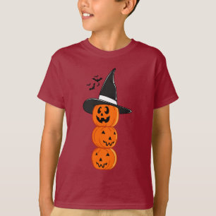 Joli T-Shirt pour Enfants Sorcière aux Citrouilles