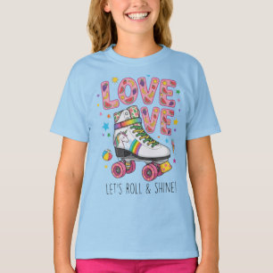 Joli T-Shirt Rétro de Patin à Roulottes LOVE pour