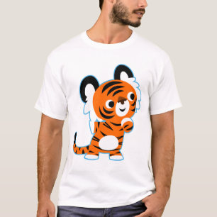 Joli T-Shirt Tigre de Dessin Animé Intéressé