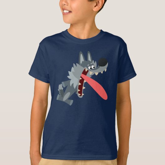 Joli T-shirt Wolf Enfants Cartoon Excitée (Devant)
