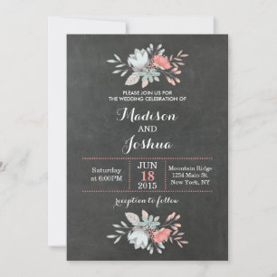 Joli tableau floral Chalkboard Invitations de mari