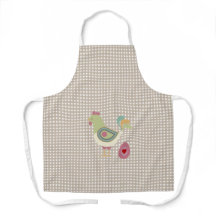Joli tablier beige En vichy poulet