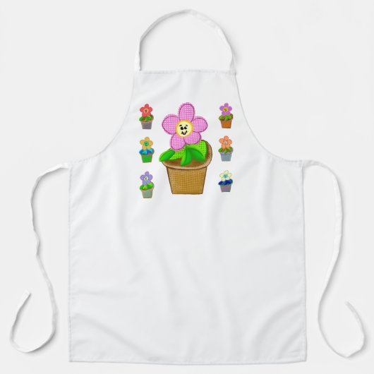 Joli tablier grand avec fleurs en pot Rosy Posy mi (Recto)