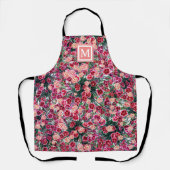 Joli tablier monogramme de pêche rose rouge boho f (Recto)