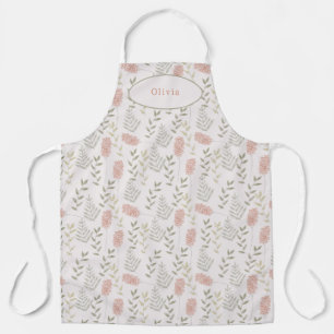 Joli tablier personnalisé à motif floral botanique