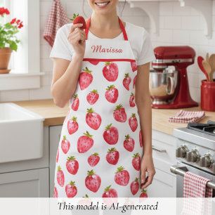 Joli tablier personnalisé à motif fraise