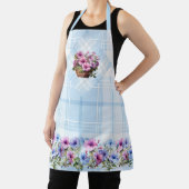 Joli tablier Petunia bleu clair Plaid bleu rose (Insitu)