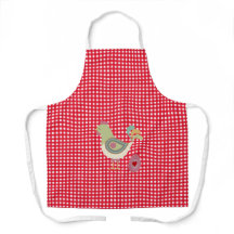 Joli tablier rouge En vichy poulet