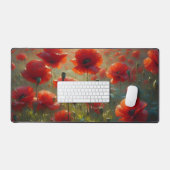 Joli terrain de pavot rouge le jour d'été (Clavier et souris)