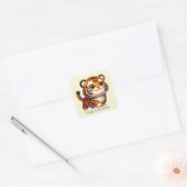 Joli tigre bébé ajouter texte Carré Sticker (Enveloppe)