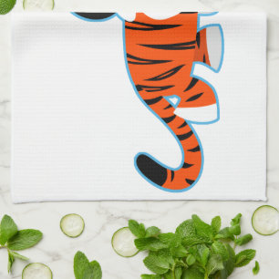 Joli tigre de dessin sur la serviette de cuisine P