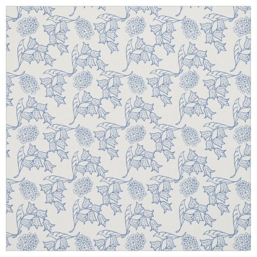 Joli tissu ethnique d'impression florale de bleu (Échantillon)