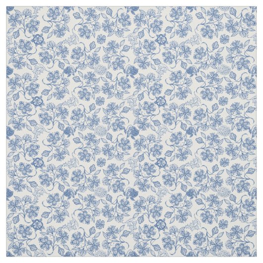 Joli tissu ethnique d'impression florale de bleu (Échantillon)