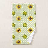 Joli tournesol fleuri rétro Vert Jaune mignonne (Serviette à main)