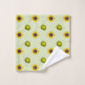 Joli tournesol fleuri rétro Vert Jaune mignonne (Gant de toilette)