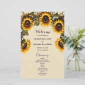 Joli tournesol jaune élégant programme de mariage (Debout devant)