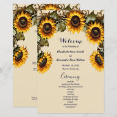 Joli tournesol jaune élégant programme de mariage (Devant / Derrière)