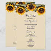 Joli tournesol jaune élégant programme de mariage (Devant / Derrière)
