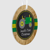 Joli Tracteur Vert Premier Noël de Bébé Rustique (devant)