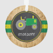 Joli Tracteur Vert Premier Noël de Bébé Rustique (dos)