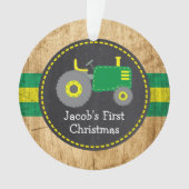 Joli Tracteur Vert Premier Noël de Bébé Rustique (devant)