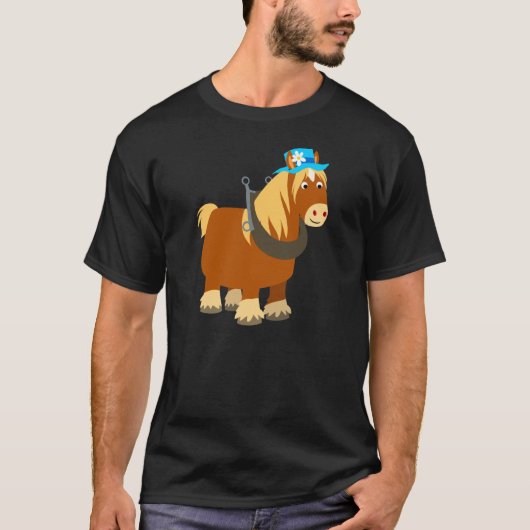 Joli Trait Cartoon Breton Cheval T-Shirt (Devant)