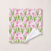 Joli Tulipe rose Fleurs Florales Feuille Monogramm (Gant de toilette)