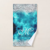 Joli turquoise argent faux parties scintillant mon (Serviette à main)