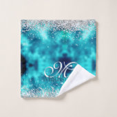 Joli turquoise argent faux parties scintillant mon (Gant de toilette)