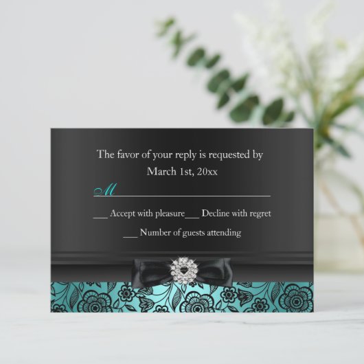 Joli Turquoise Floral & Bow RSVP (Debout devant)