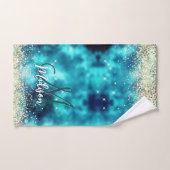 Joli turquoise or faux parties scintillant monogra (Serviette à main)