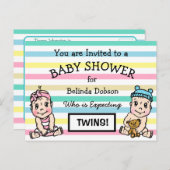 Joli Twins Baby Shower Invitations (Devant / Derrière)