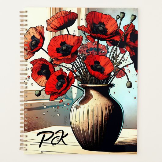 Joli Vase de Red Poppies ai art (Devant)