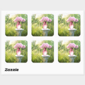 Joli Vase de verre de fleurs roses Stickers (Feuille)