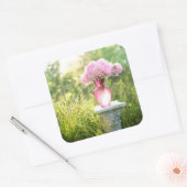 Joli Vase de verre de fleurs roses Stickers (Enveloppe)